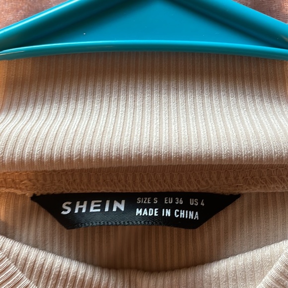 Mock Neck Letter Embroidered Rib-Knit Tee - Picture 3 of 3